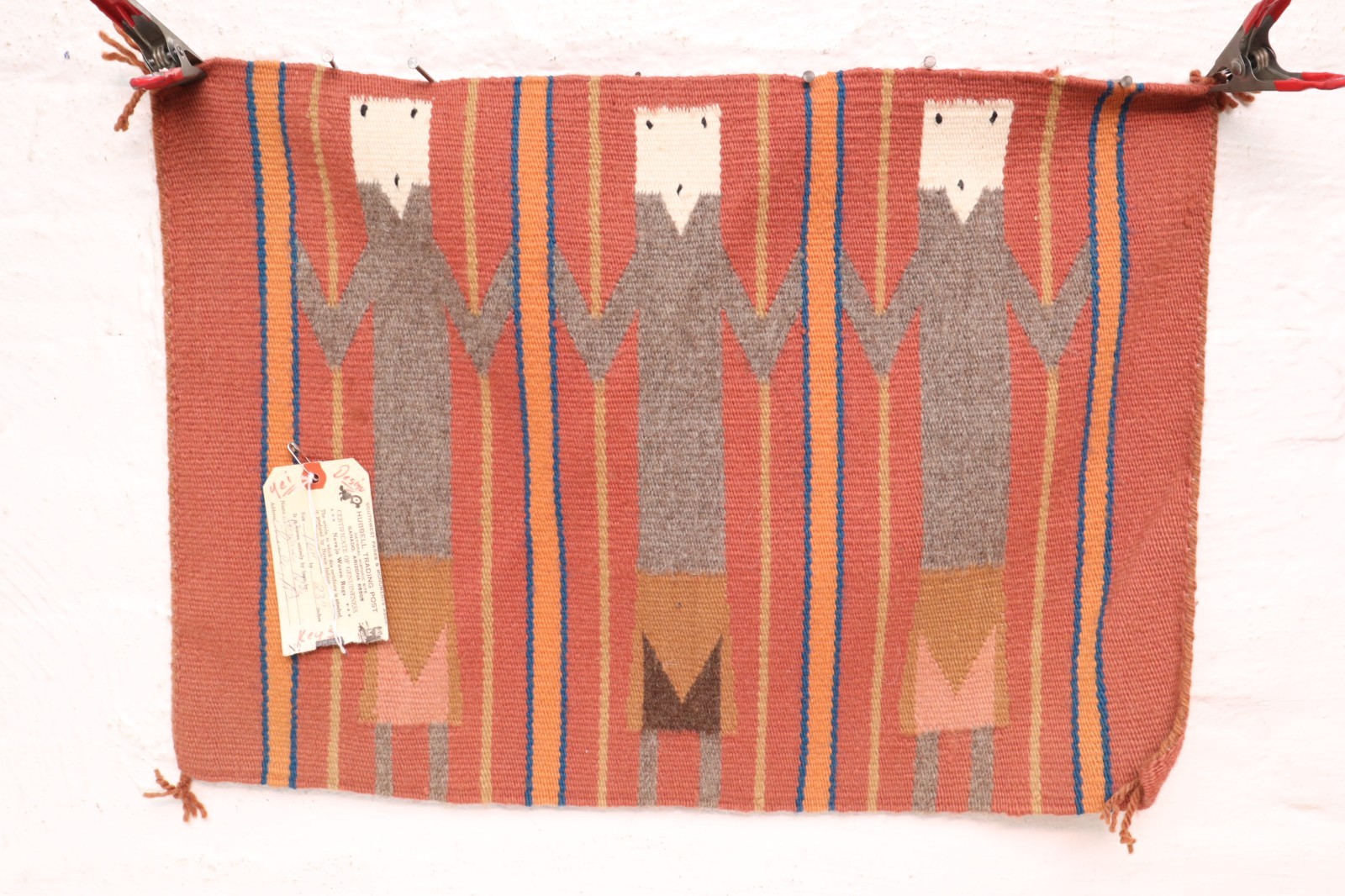 Antique Navajo Rug native American Indian Yei Pictorial Textile 24x17 VTG Weave
