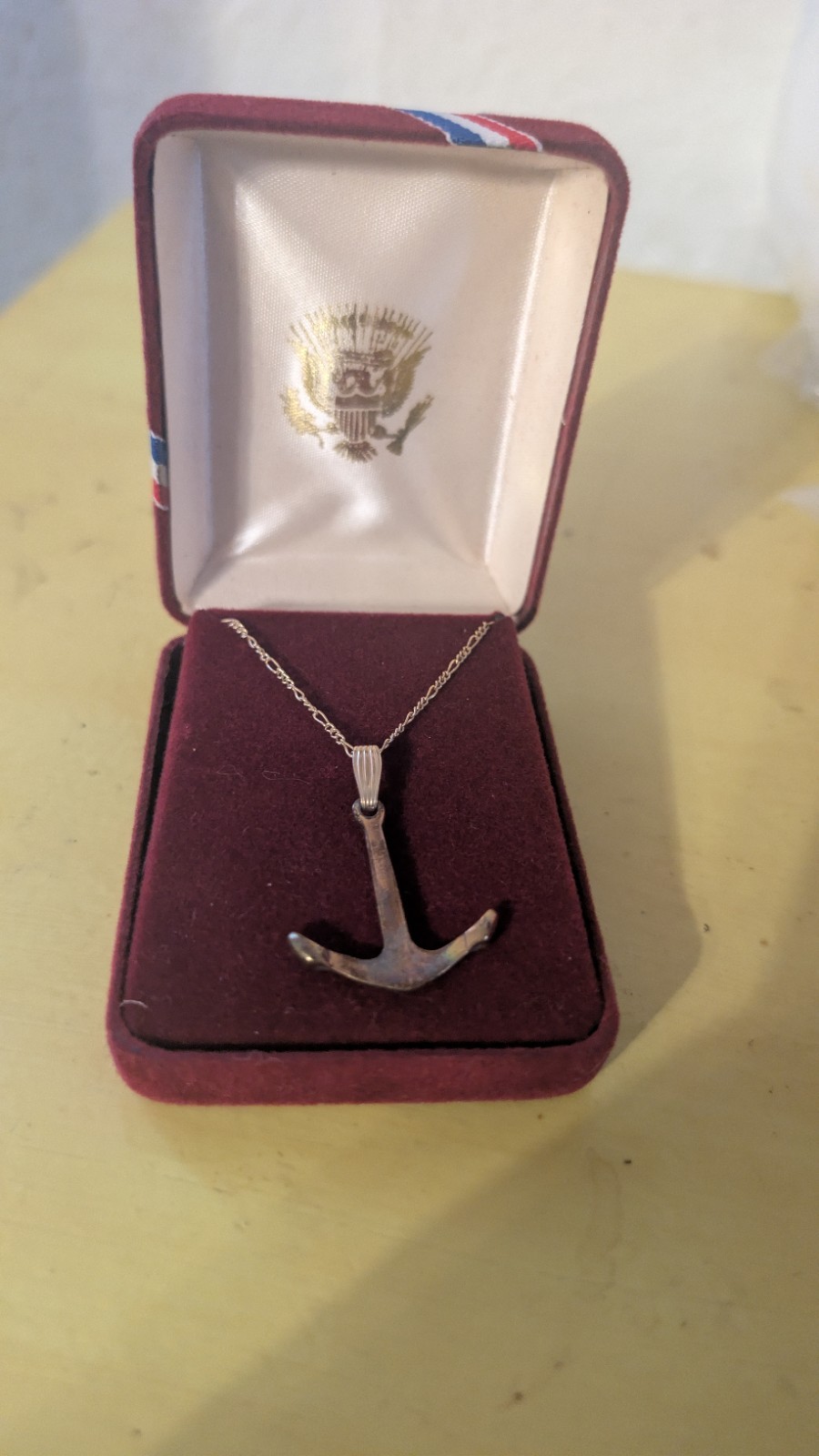 Rare Vintage Solid 14K Gold Presidential Anchor Pendant & 10k Chain in  Box