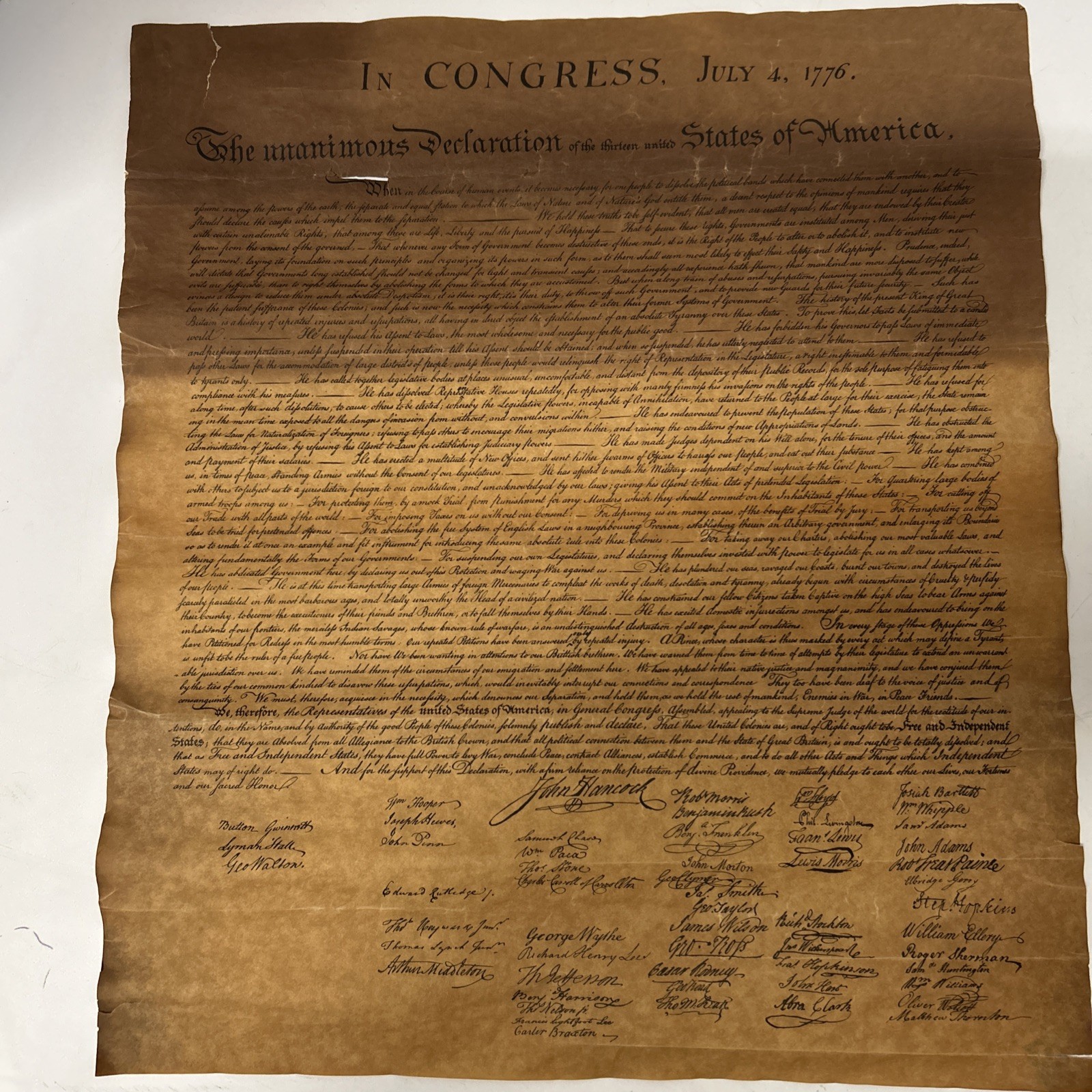 Antique Declaration Of Independence 15 1/2\ Antique Declaration Of Independence 15 1/2\