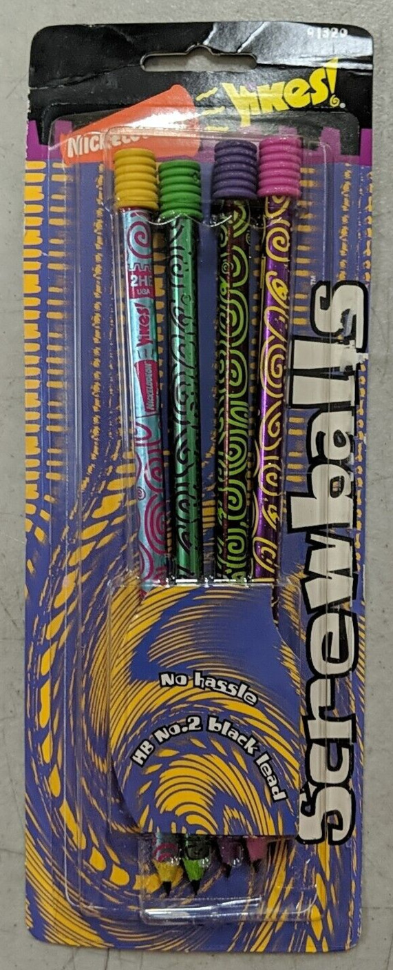 Yikes Screwballs 4 HB #2 Pencils Nickelodeon Vintage 1990\'s Berol Unused