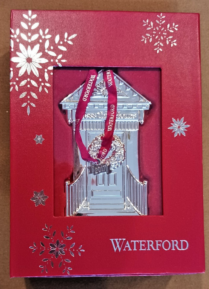Vintage Christmas Ornament Waterford  2017 Silver BLESS THIS HOME 40026238