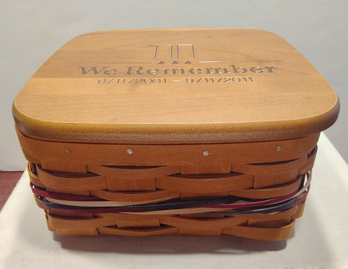 2011 Longaberger We Remember 9/11 Basket Protector & Lid