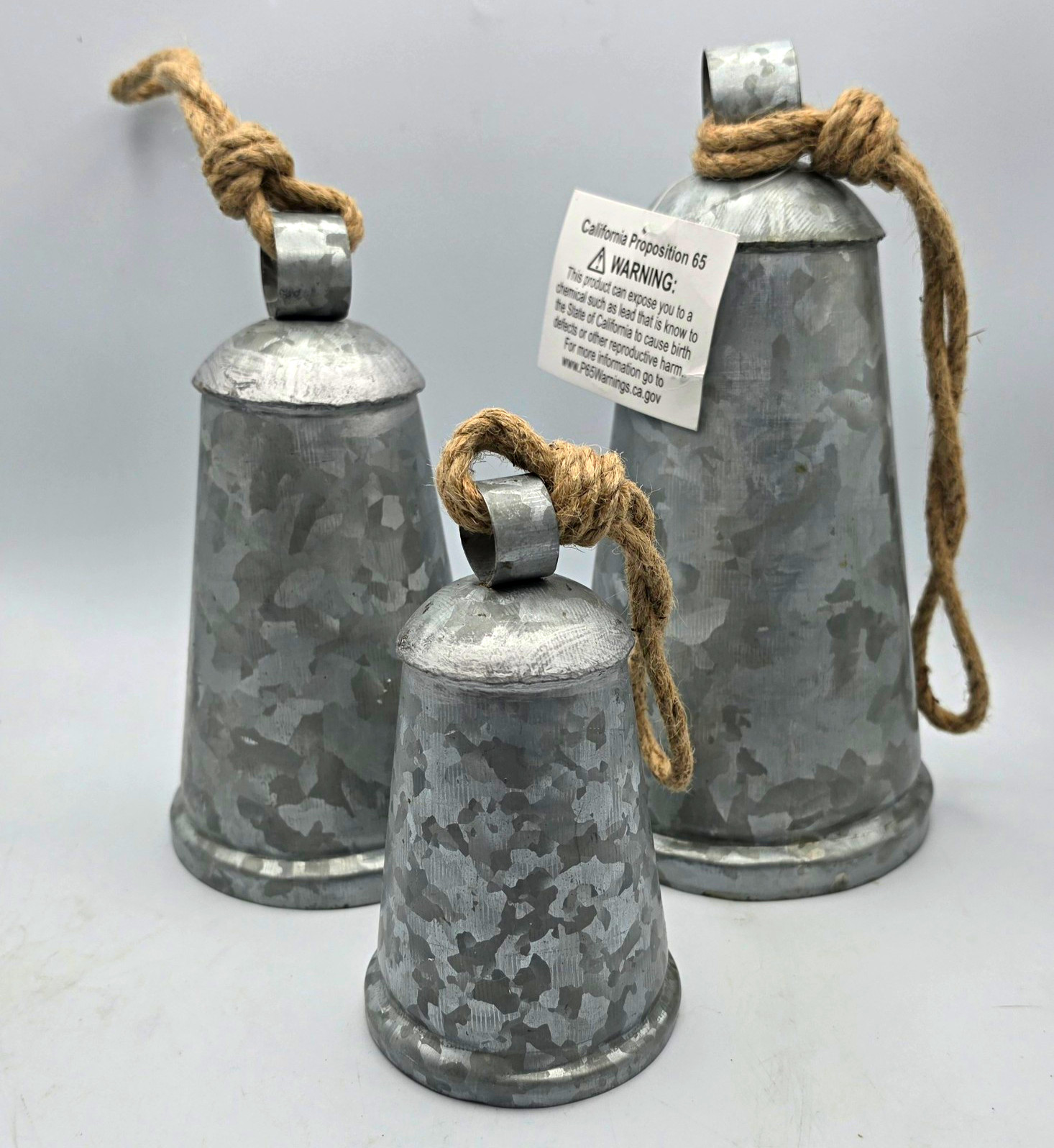 Rustic Galvanized Metal Hanging Bells Set of 3 Vintage Cowbell Christmas Decor Rustic Galvanized Metal Hanging Bells Set of 3 Vintage Cowbell Christmas Decor