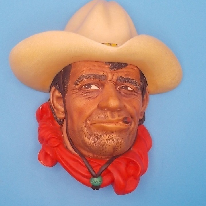 Vintage Bossons Congleton England Chalkware Cowboy Wall Hanging Head Bust Vintage Bossons Congleton England Chalkware Cowboy Wall Hanging Head Bust