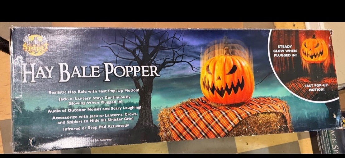 Spirit Halloween Hay Bale Popper Animatronic - Works, with Box (No Audio)