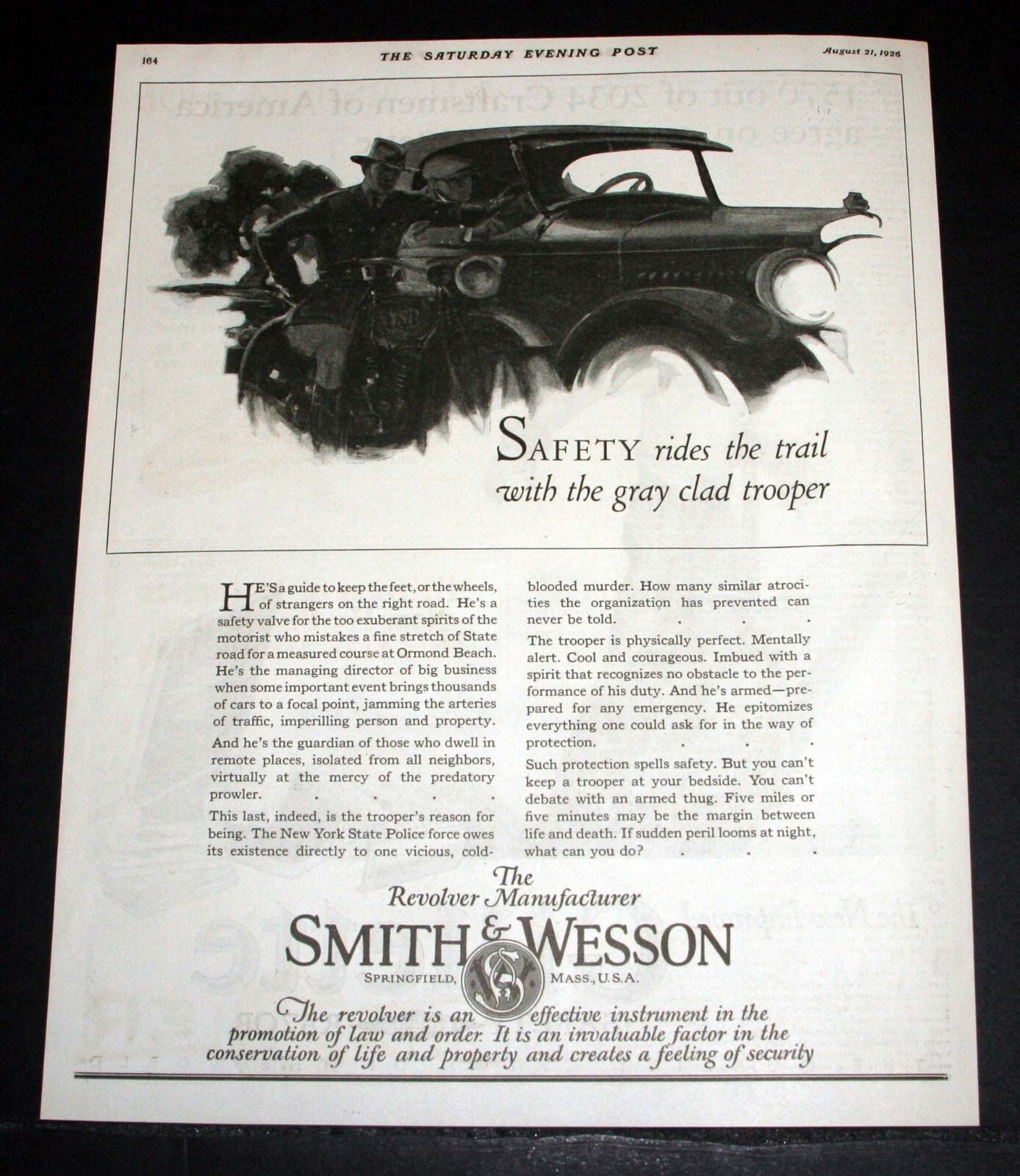 1926 OLD MAGAZINE PRINT AD, SMITH AND WESSON-THE REVOLVER MANUFACTURER, SAFETY