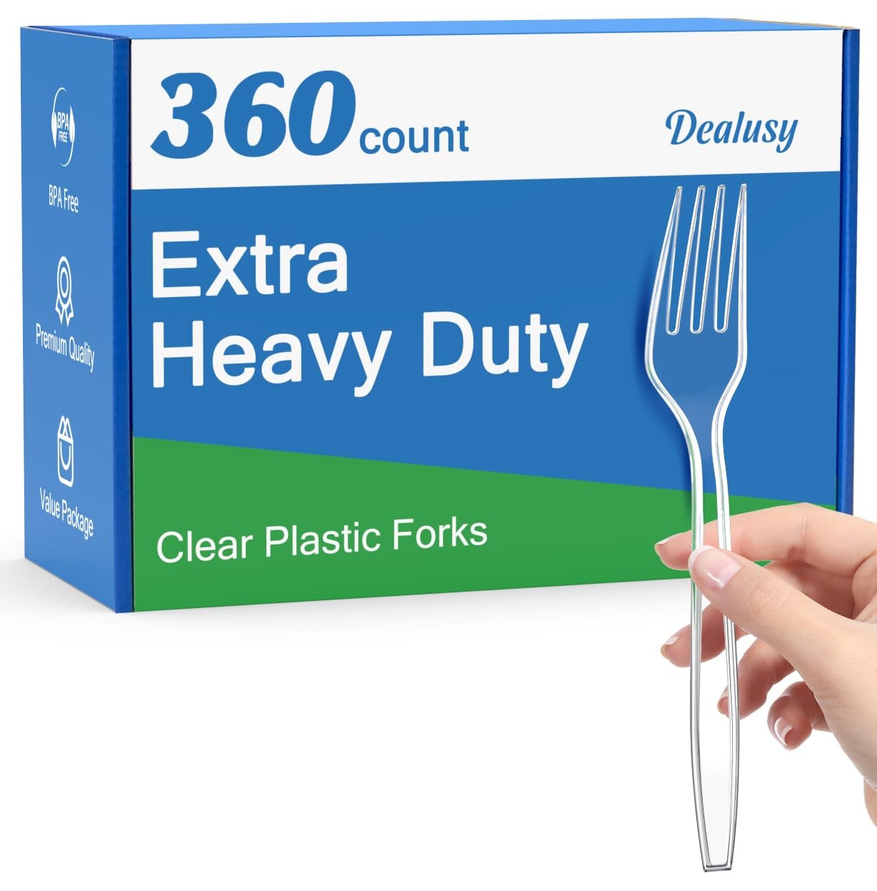 Dealusy 360 Count Extra Heavy Duty Clear Plastic Forks Disposable BPA Free Heat Dealusy 360 Count Extra Heavy Duty Clear Plastic Forks Disposable BPA Free Heat