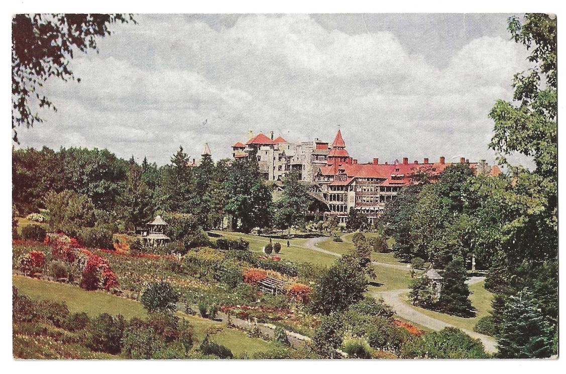 Mohonk Lake New York c1950\'s Lake Mohonk Mountain House, hotel, flower gardens Mohonk Lake New York c1950\'s Lake Mohonk Mountain House, hotel, flower gardens