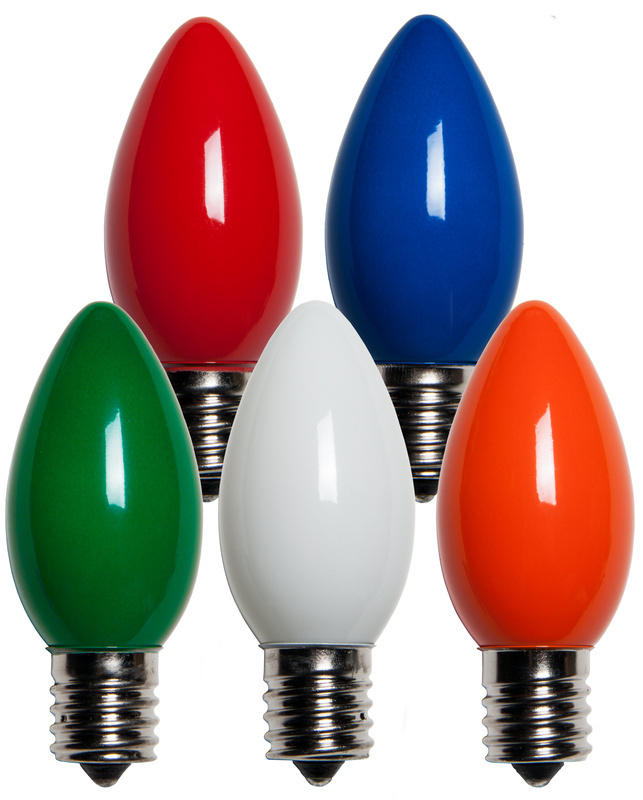 25 C9 Multicolor Ceramic Incandescent Christmas Light Bulbs 7 Watt E17 Base