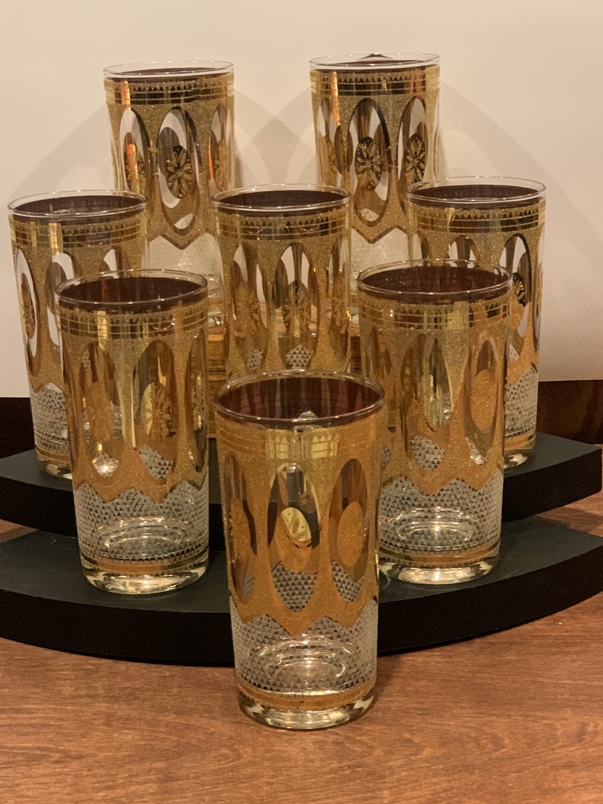 Vintage STUNNING Culver “Imperial Regency White” Set of 8 – 22K Gold MCM Vintage STUNNING Culver “Imperial Regency White” Set of 8 – 22K Gold MCM