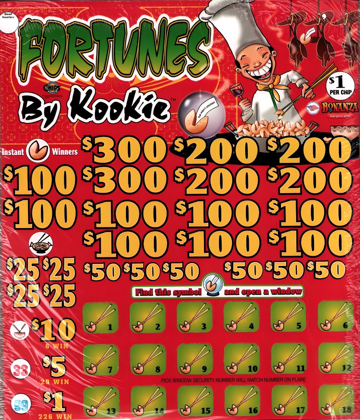 Pull Tab Tickets - Chips - Game - Holder - Fortunes by Kookie - 3,955 ct