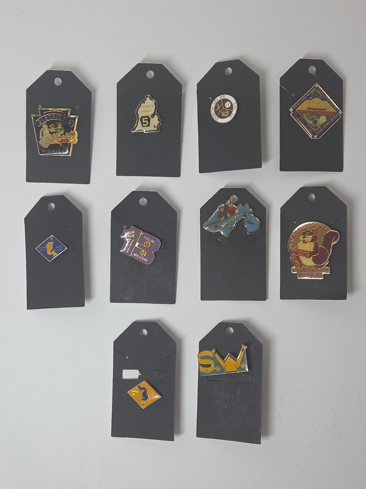 Vintage Michigan Little League Baseball Trading Pins Lot of 10 Enamel 89-91