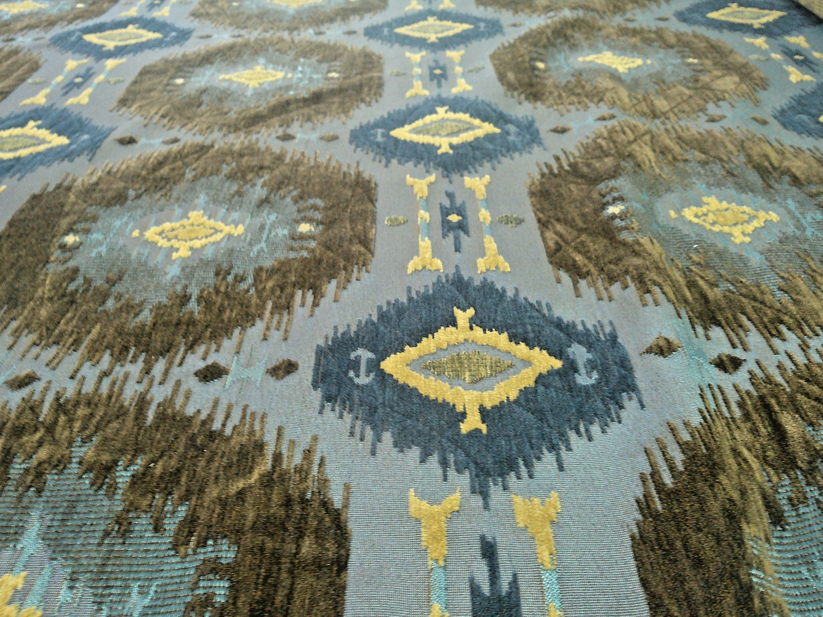Vintage Geometric Cut Velvet Southwestern Blue/Brown/Gold BTY Heavy Luxe Velvet Vintage Geometric Cut Velvet Southwestern Blue/Brown/Gold BTY Heavy Luxe Velvet