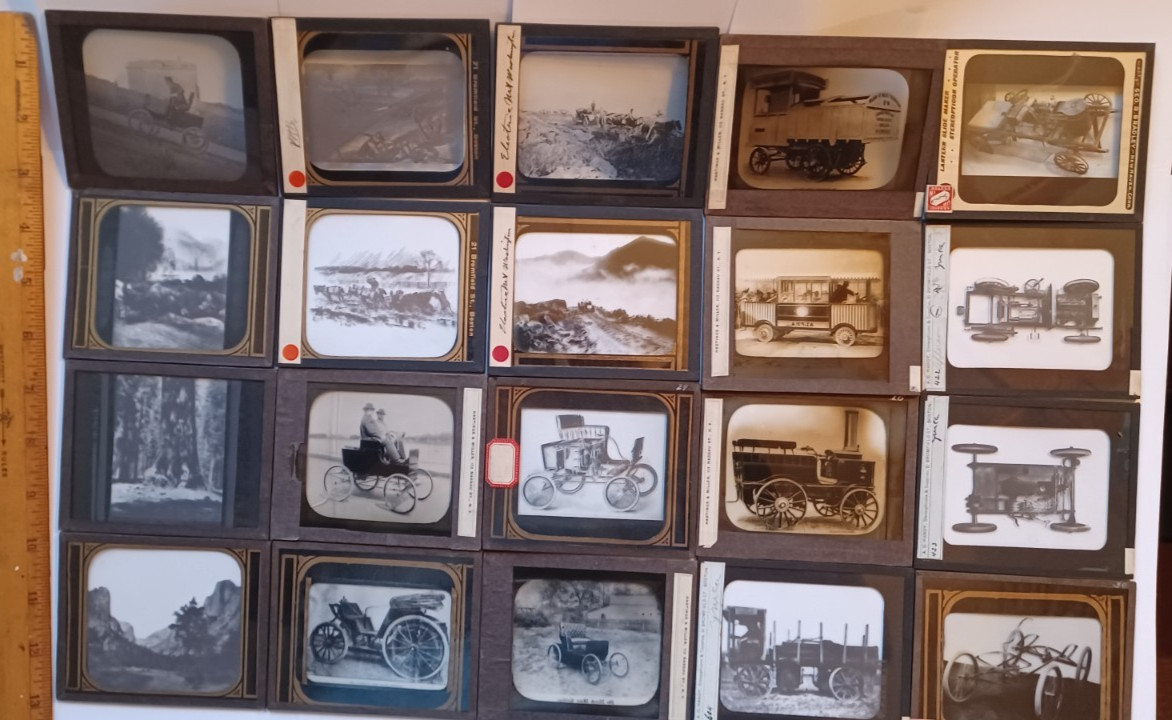 Twenty 1890s - 1900s AUTOMOTIVE THEMED MAGIC LANTERN GLASS SLIDES Twenty 1890s - 1900s AUTOMOTIVE THEMED MAGIC LANTERN GLASS SLIDES