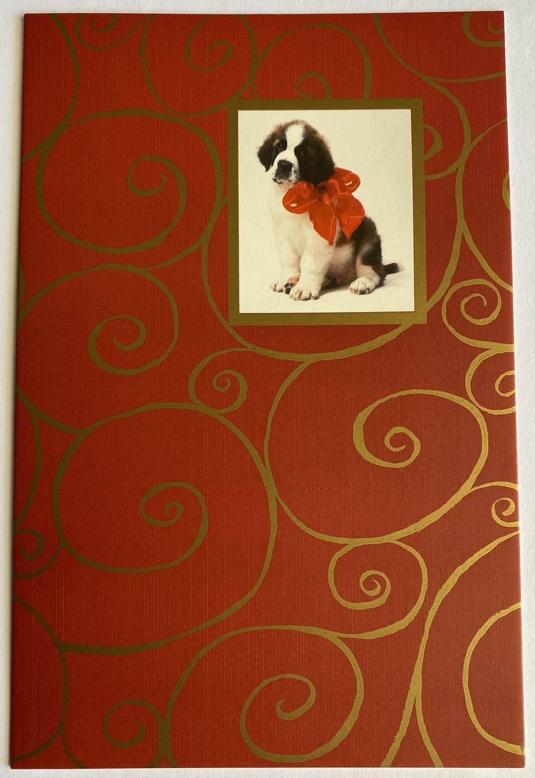 Vintage Carlton St. Saint Bernard Puppy With Bow Christmas Card - Multiples Vintage Carlton St. Saint Bernard Puppy With Bow Christmas Card - Multiples
