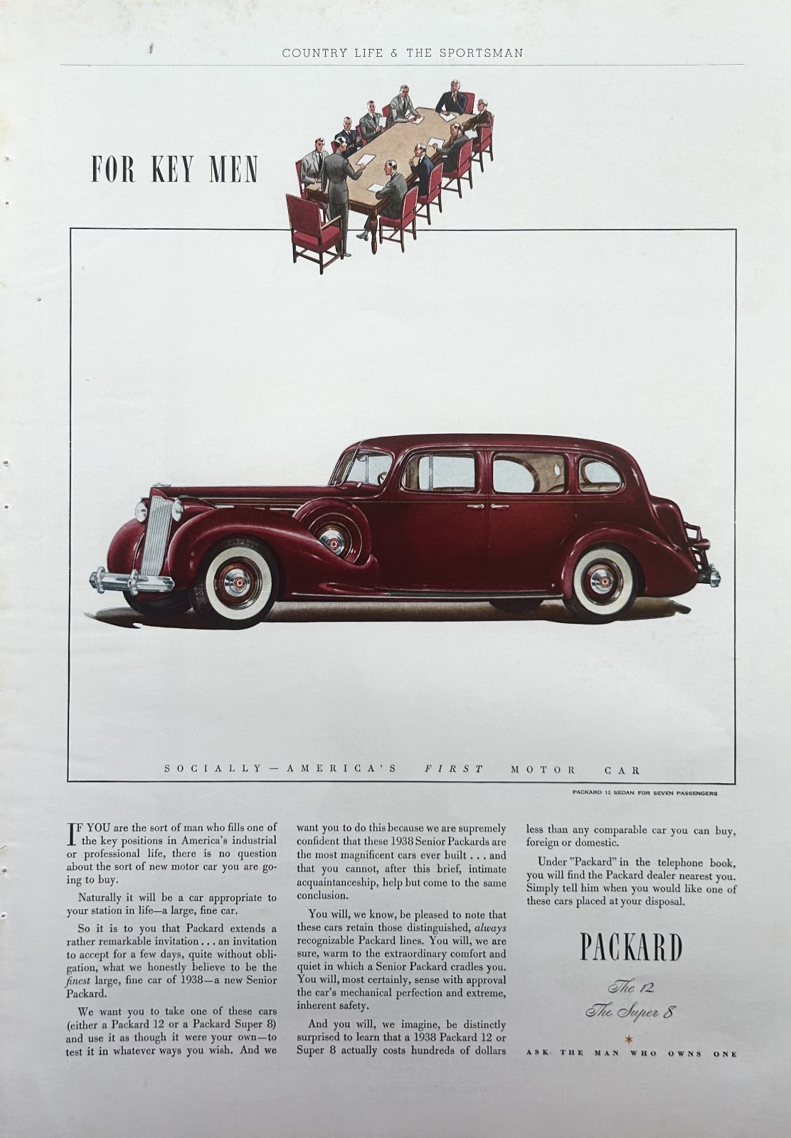 1938 Ad (10  X 14 inches) Packard 12 Seven-Passenger Sedan