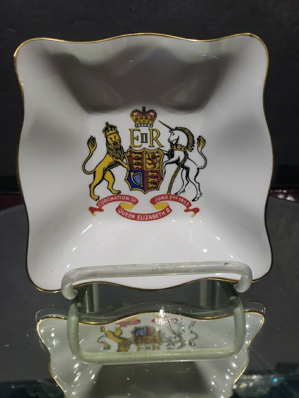 Square Dish Bowl Queen Elizabeth II Coronation 1953 Foley Bone China England