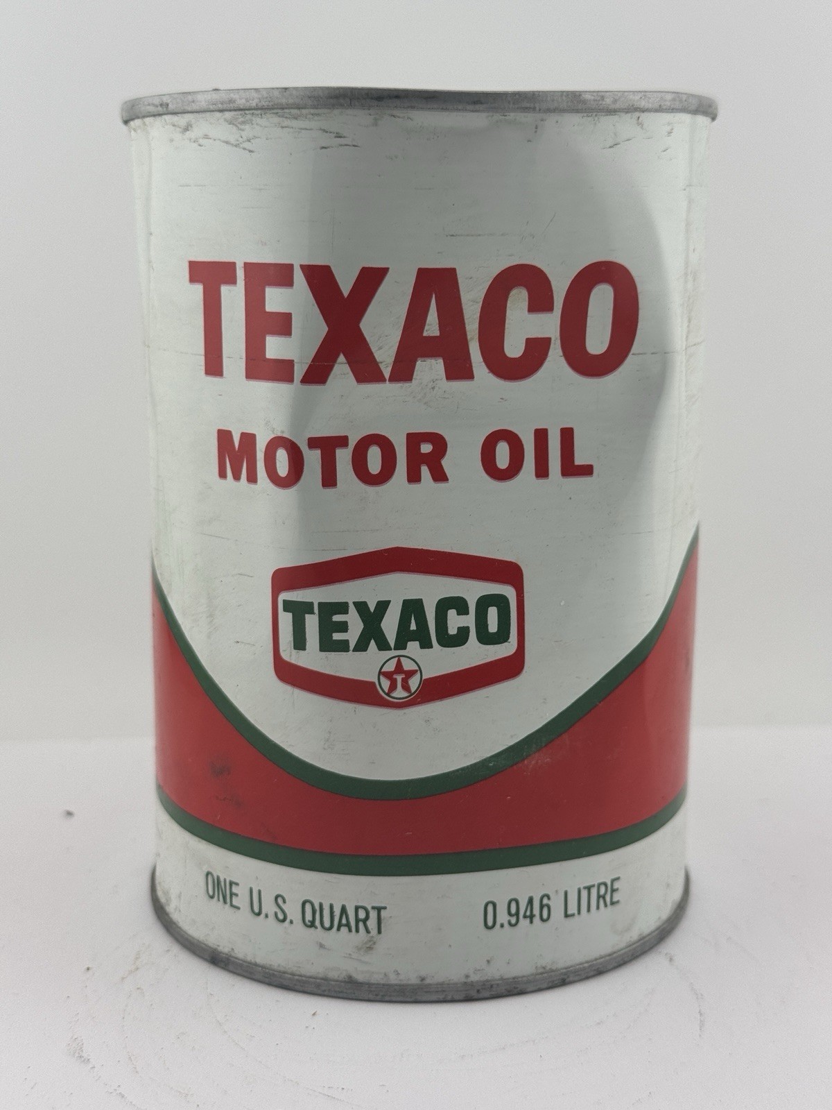 FULL CAN VINTAGE ORIGINAL 1968 TEXACO MOTOR OIL  New Sealed. GREAT COLOR