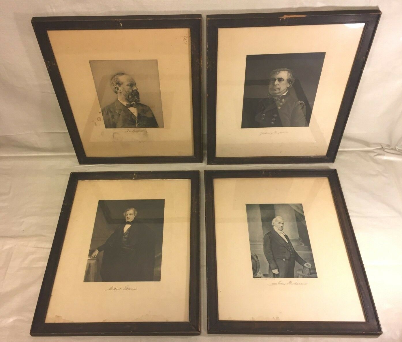 Antique 3 Lithographs of Presidents Taylor Fillmore Buchanan