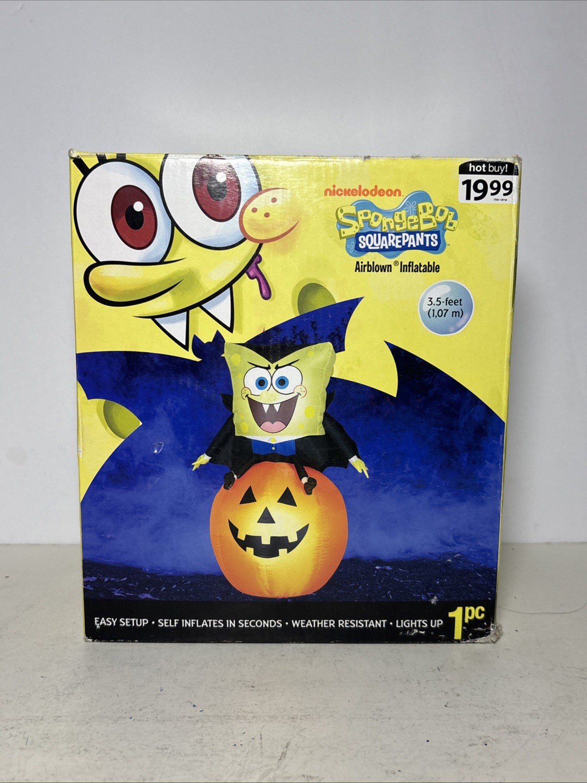SpongeBob 3.5 Foot Inflatable Halloween Decor Vampire Gemmy 2011 WORKING