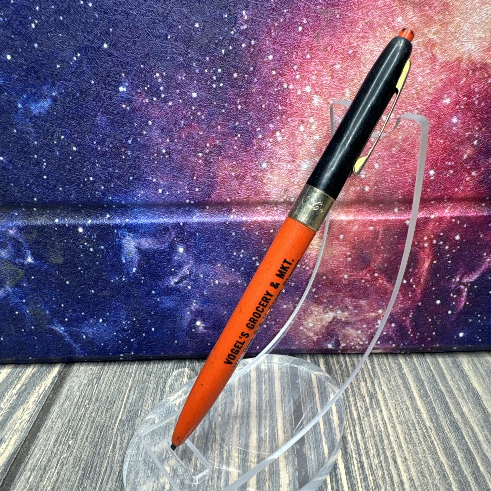 Vintage Vogel\'s Grocery & Market Eaton CO Orange Advertisement Pen