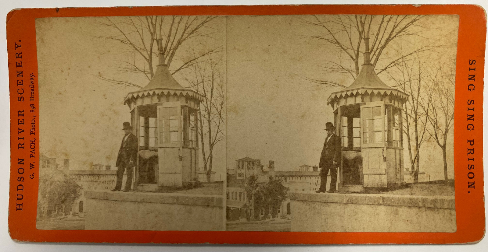 Vintage 1870 SING SING PRISON Guard Station Stereoview Card Photo GW PACH NY