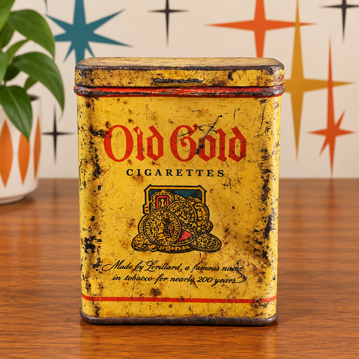Vintage Empty Old Gold Cigarettes King Size Single Pack Tin 1940s Flip Top Case Vintage Empty Old Gold Cigarettes King Size Single Pack Tin 1940s Flip Top Case