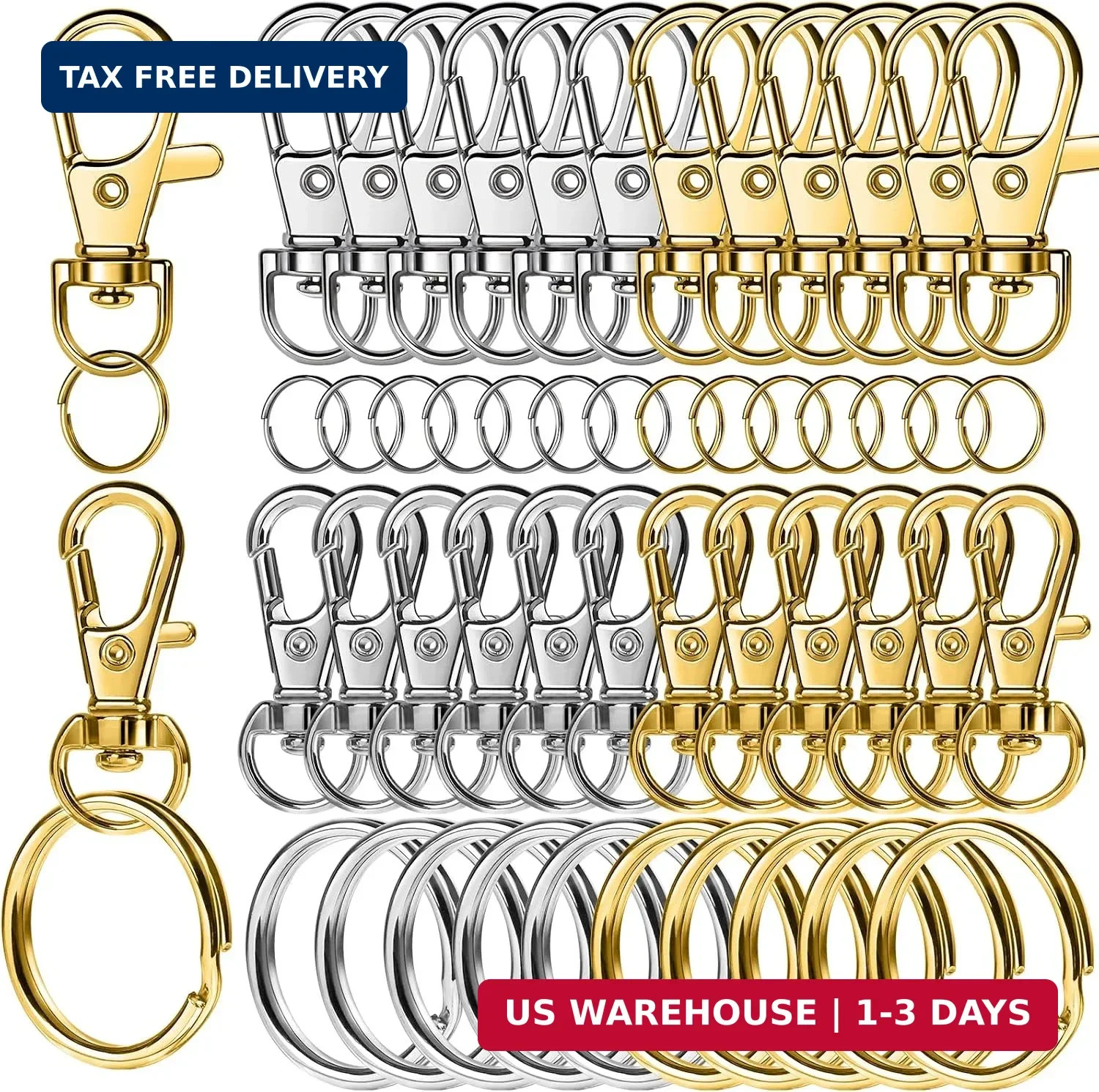 60 PCS Lobster Claw Clasps and Key Rings, Keychain Clips and Key Chain Rings, Ke 60 PCS Lobster Claw Clasps and Key Rings, Keychain Clips and Key Chain Rings, Ke