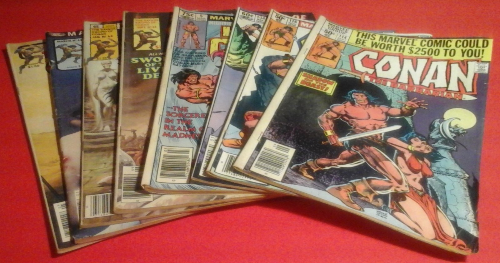 Vintage Conan Comic & Magazine Lot (8) Savage Sword, Barbarian, King Conan GD-VG