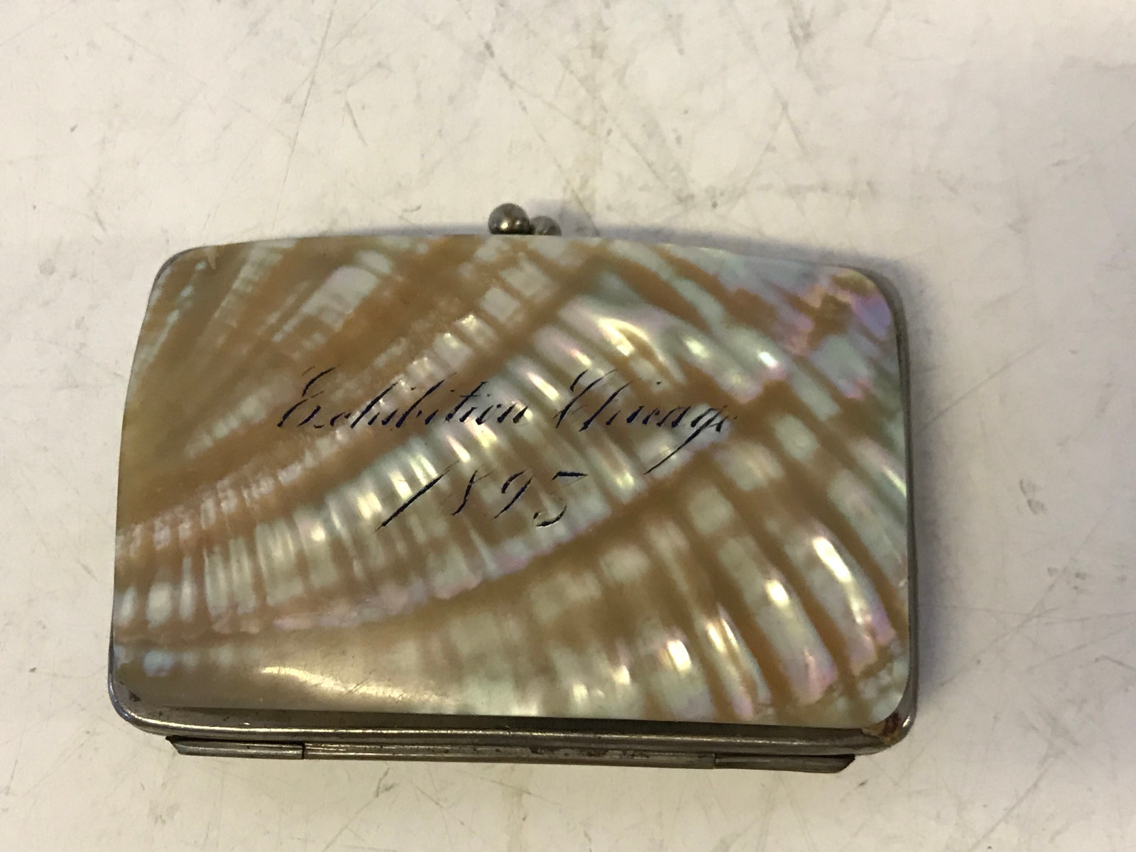 Antique 1893 Chicago World's Fair Exposition Mother of Pearl / Shell Coin Purse Antique 1893 Chicago World's Fair Exposition Mother of Pearl / Shell Coin Purse