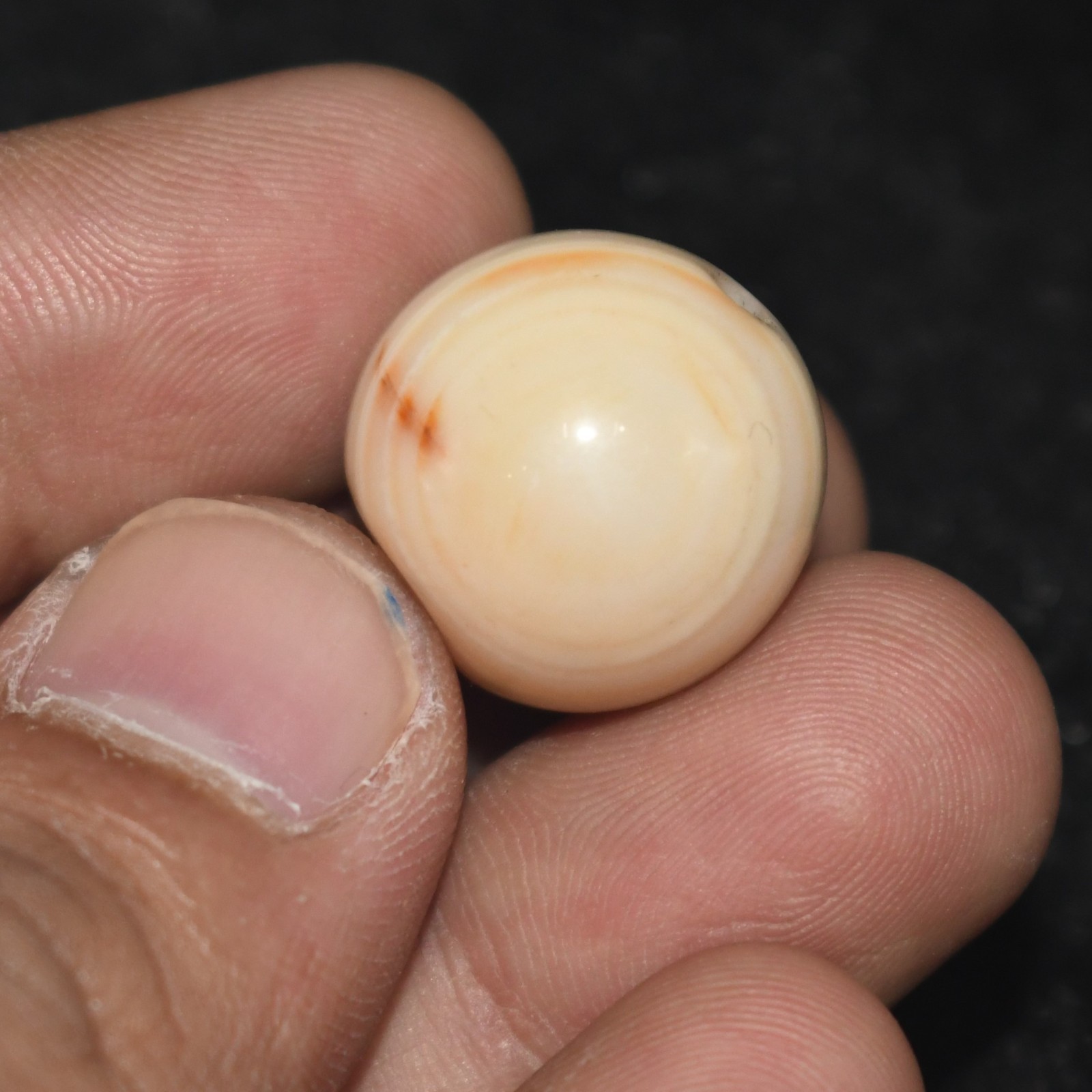 Genuine Ancient Tibetan Himalayan Banded Agate Stone round Dzi Bead
