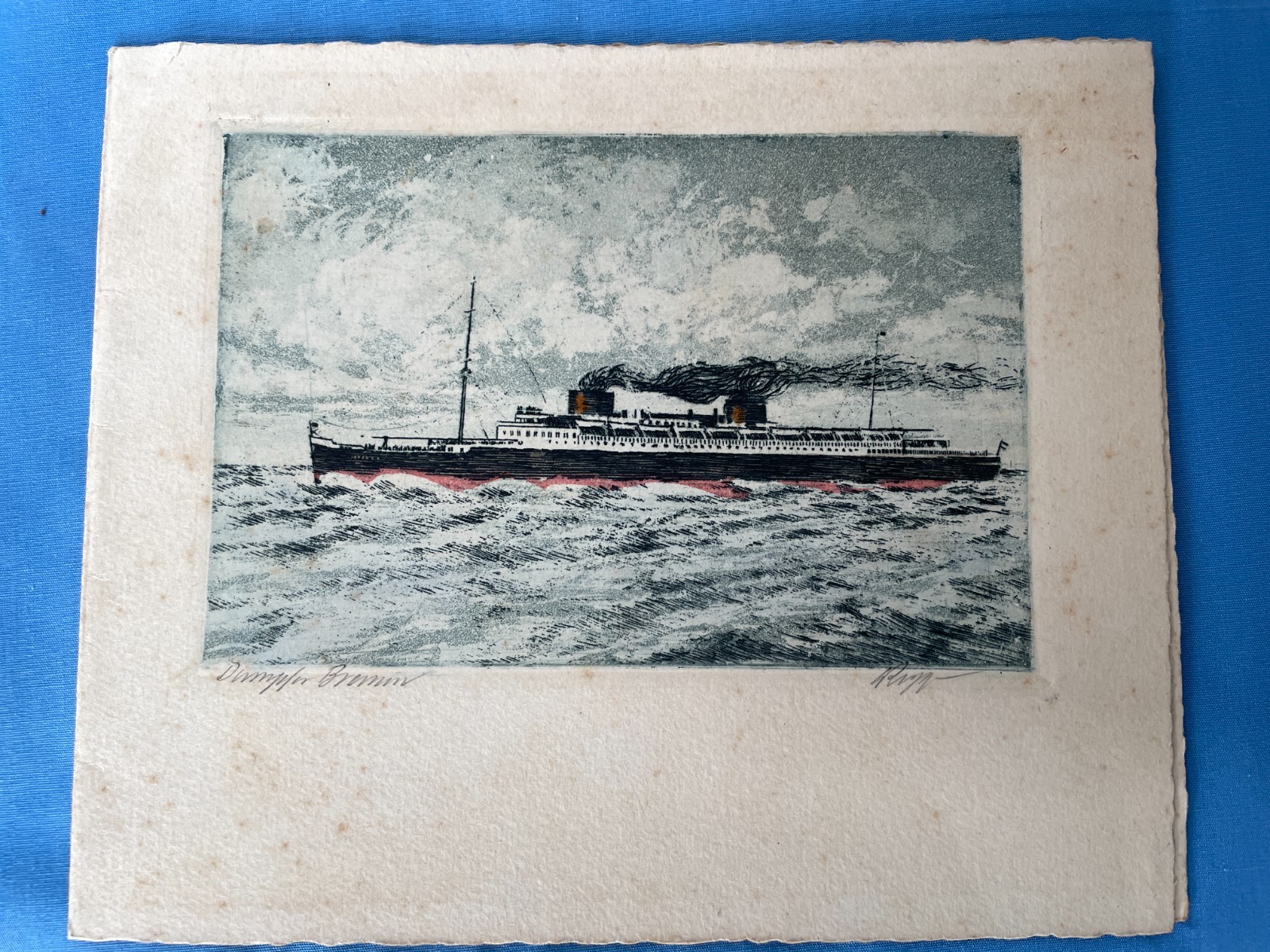 Vintage Ship Linen Greeting Card \ Vintage Ship Linen Greeting Card \