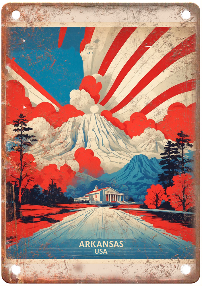 Vintage aRKANSAS United States Retro Look Travel Poster Metal Sign T3626 Vintage aRKANSAS United States Retro Look Travel Poster Metal Sign T3626
