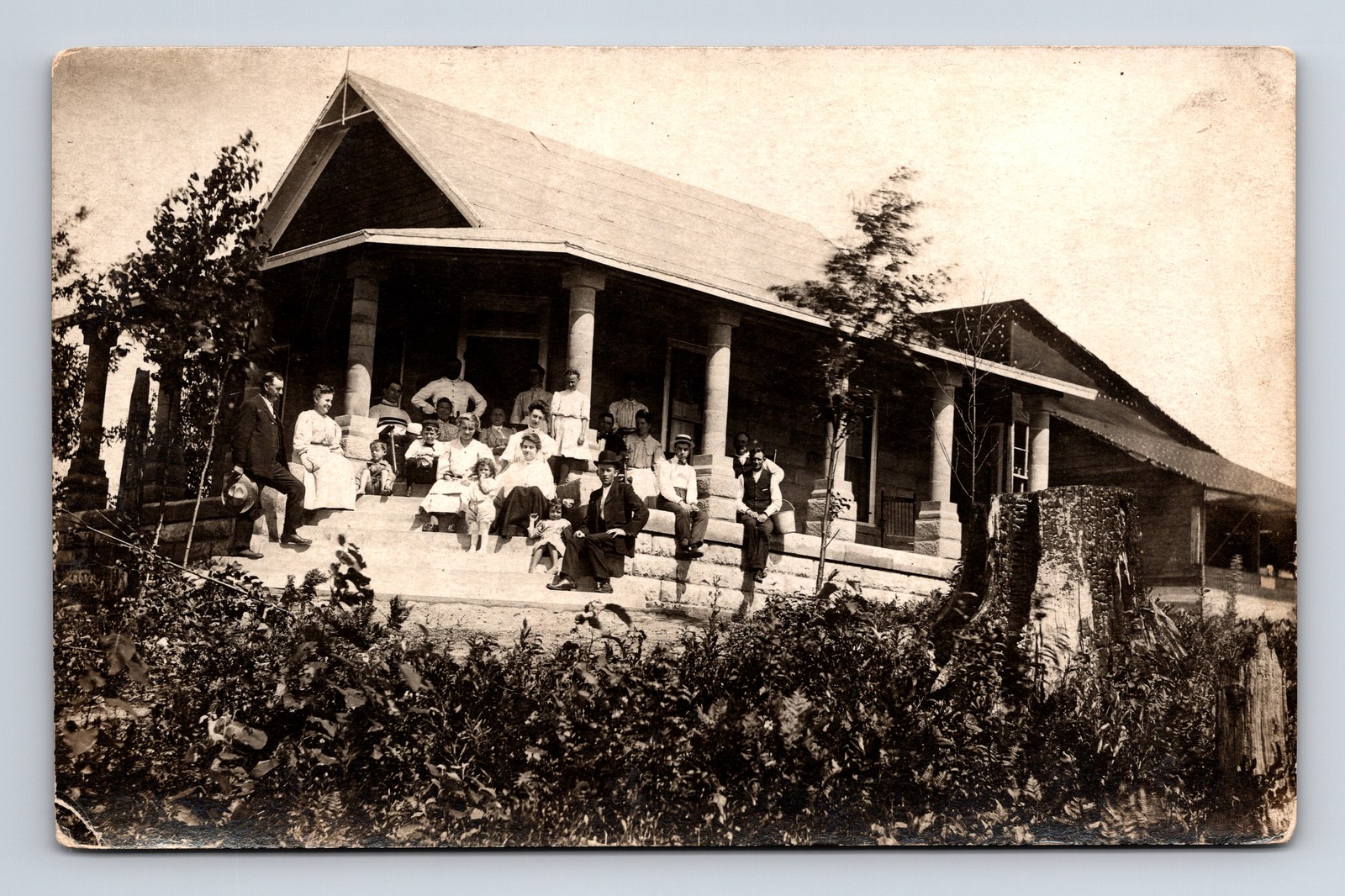 RPPC Families Outside of Lodge or Large Home Postcard