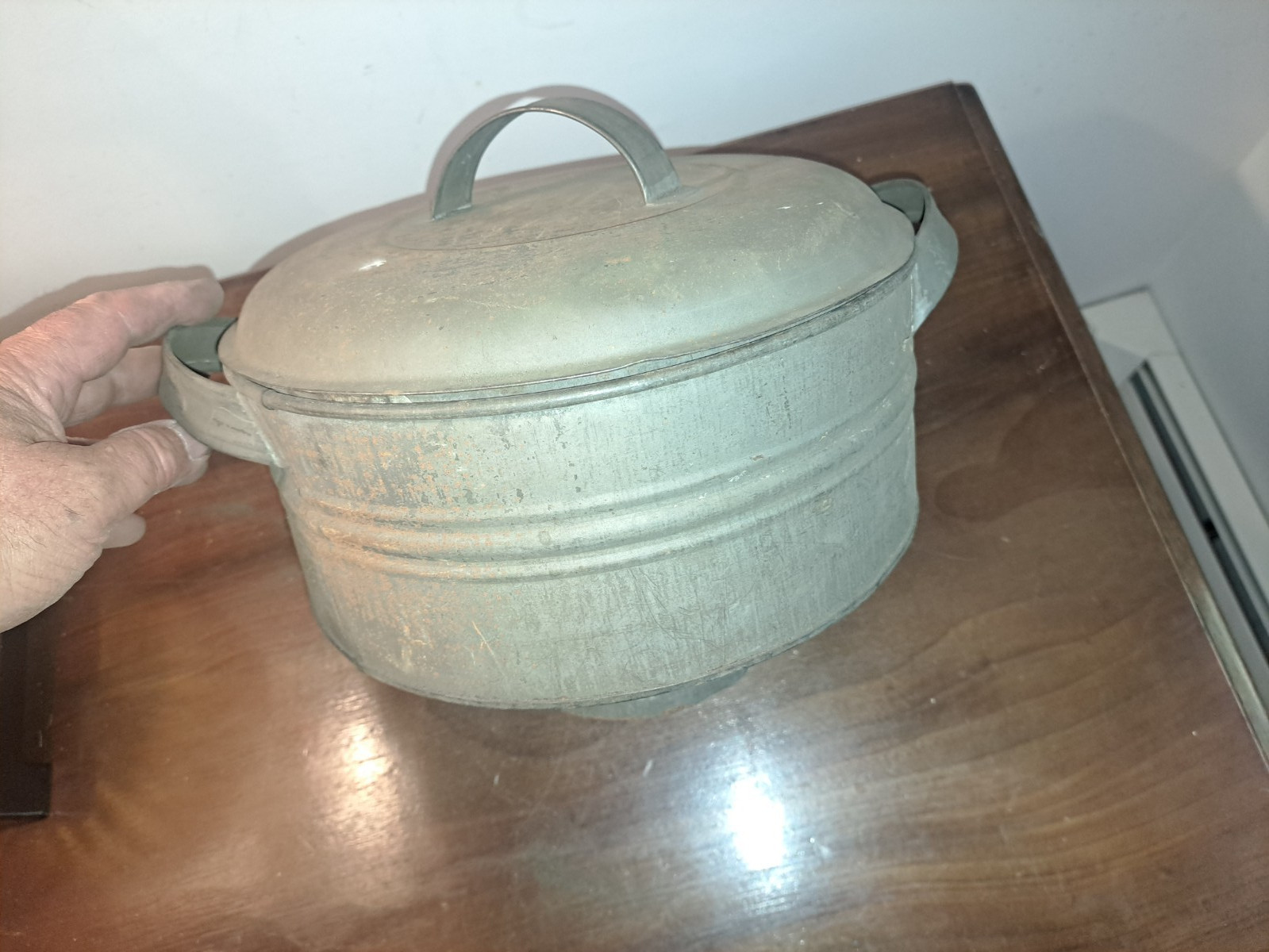 Vintage Early 1900\'s Sheet Metal Cream Strainer With Handles and Cover. Vintage Early 1900\'s Sheet Metal Cream Strainer With Handles and Cover.