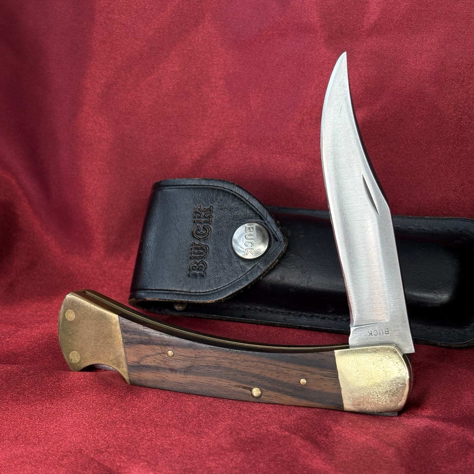 1967 Buck Inverted One Liner 110 Folding Knife Wood Lockback Vintage Excellent