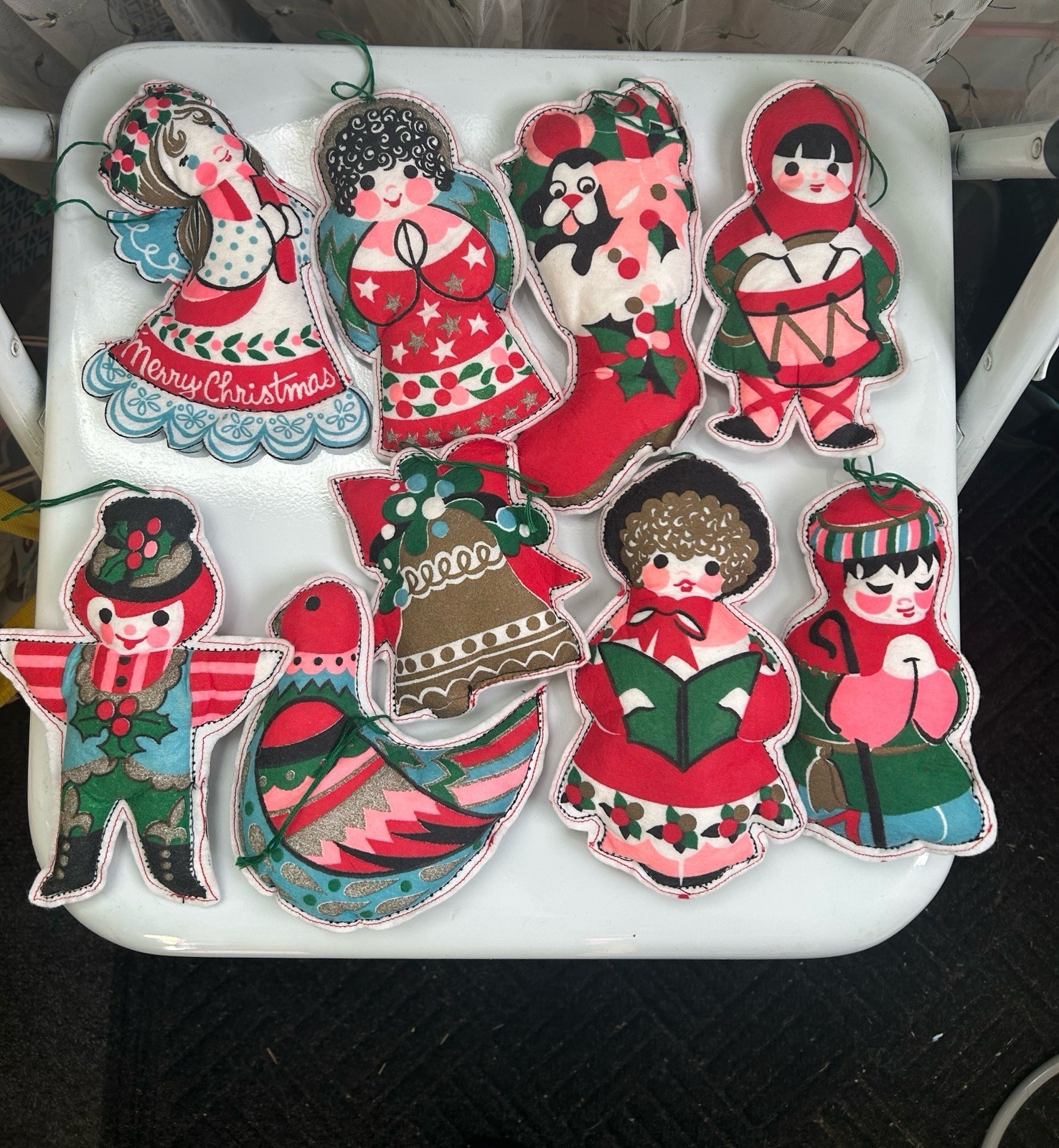 Vintage 70s Calico Fabric Christmas Ornaments Lot Stuffed Homemade Retro Tree Vintage 70s Calico Fabric Christmas Ornaments Lot Stuffed Homemade Retro Tree