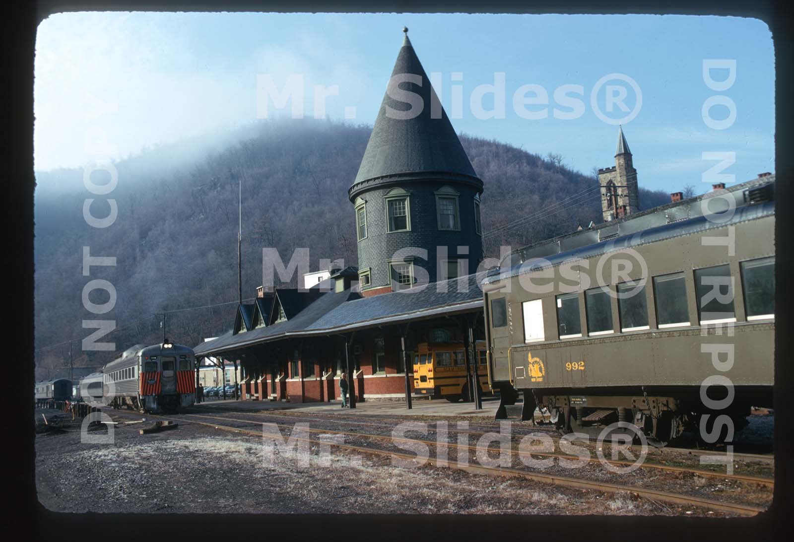 Original Slide RDG Reading Co. RDC1 & Jim Thorpe PA Station In 1975