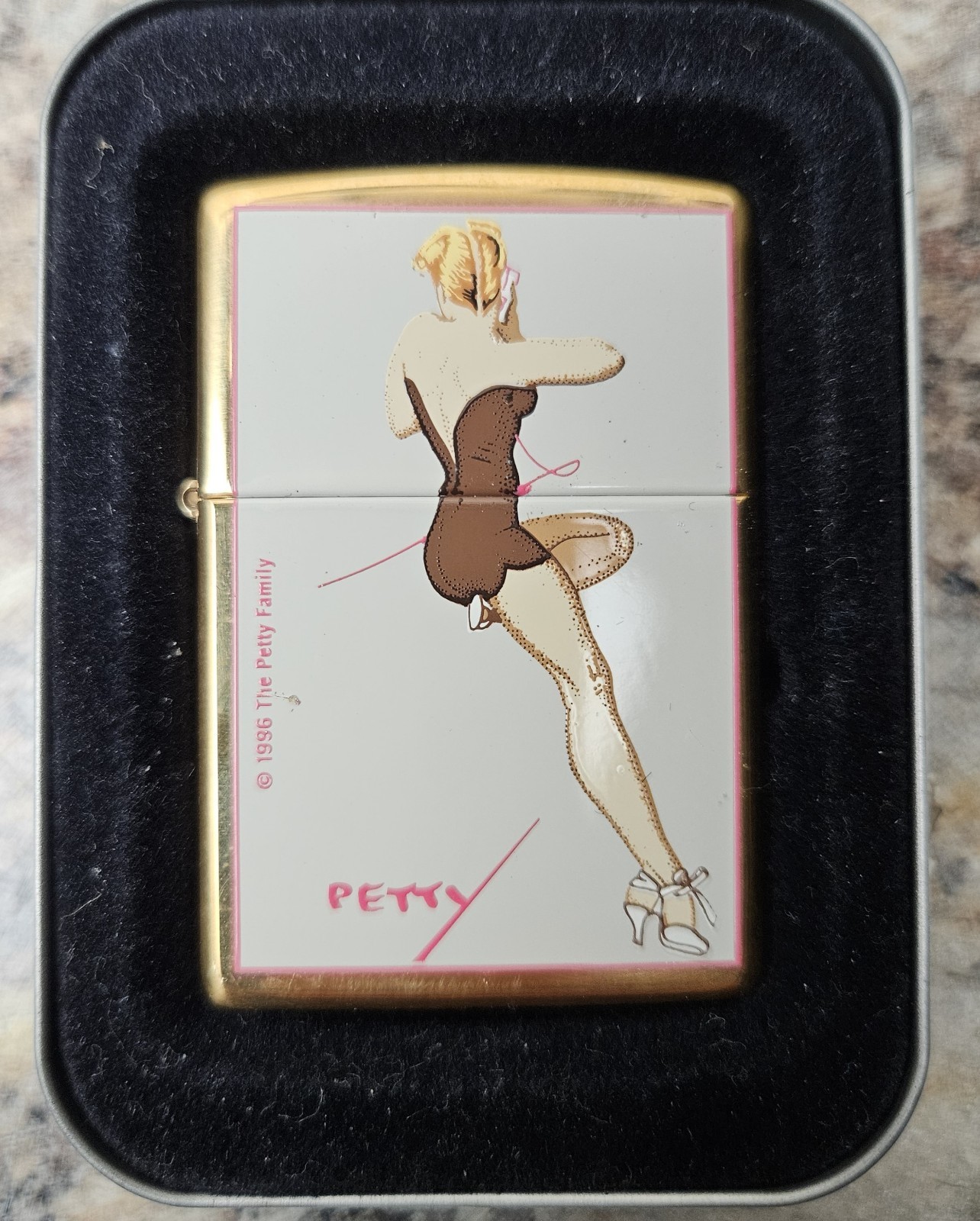 Vintage 1996 Petty Girl Memphis Belle Pinup Brass Zippo Lighter NEW