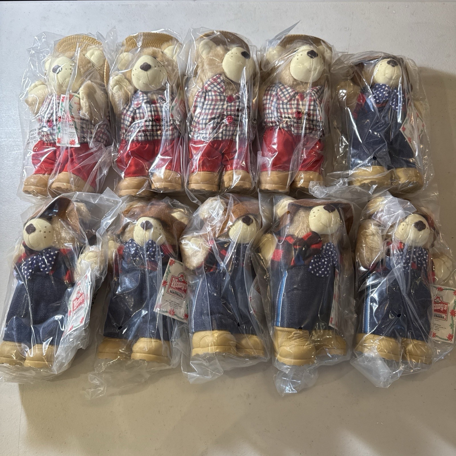 Vintage 1986 Wendy\'s Furskins Plush Bear Lot of 10 New with Tags Vintage 1986 Wendy\'s Furskins Plush Bear Lot of 10 New with Tags