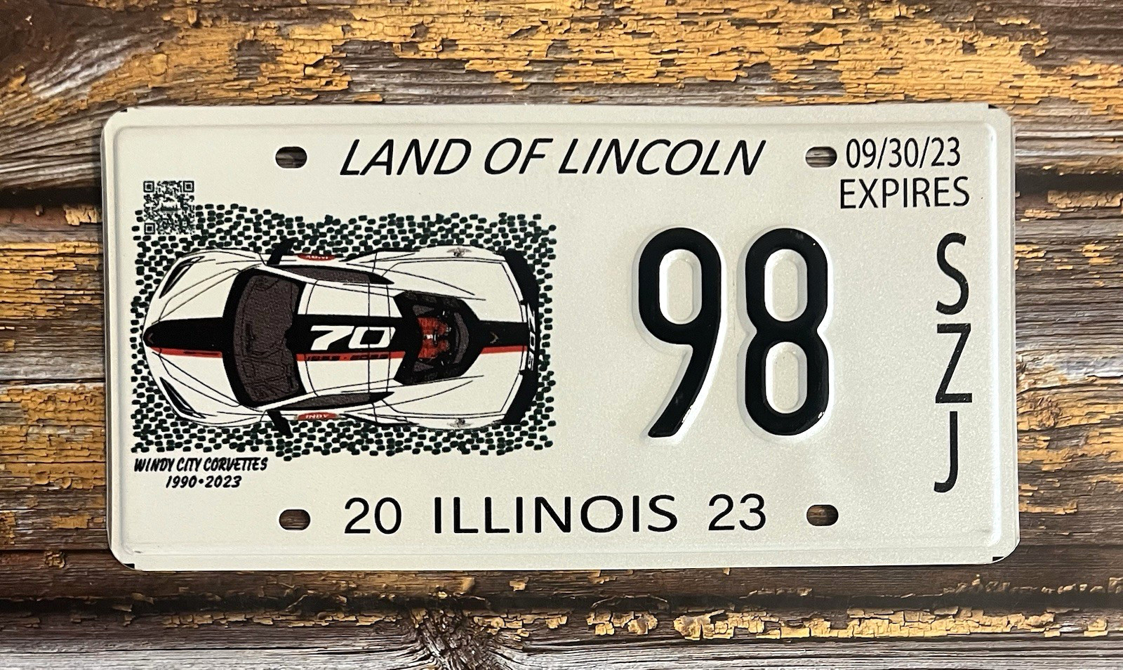 2023 Illinois Special Event Windy City Corvettes License Plate 98