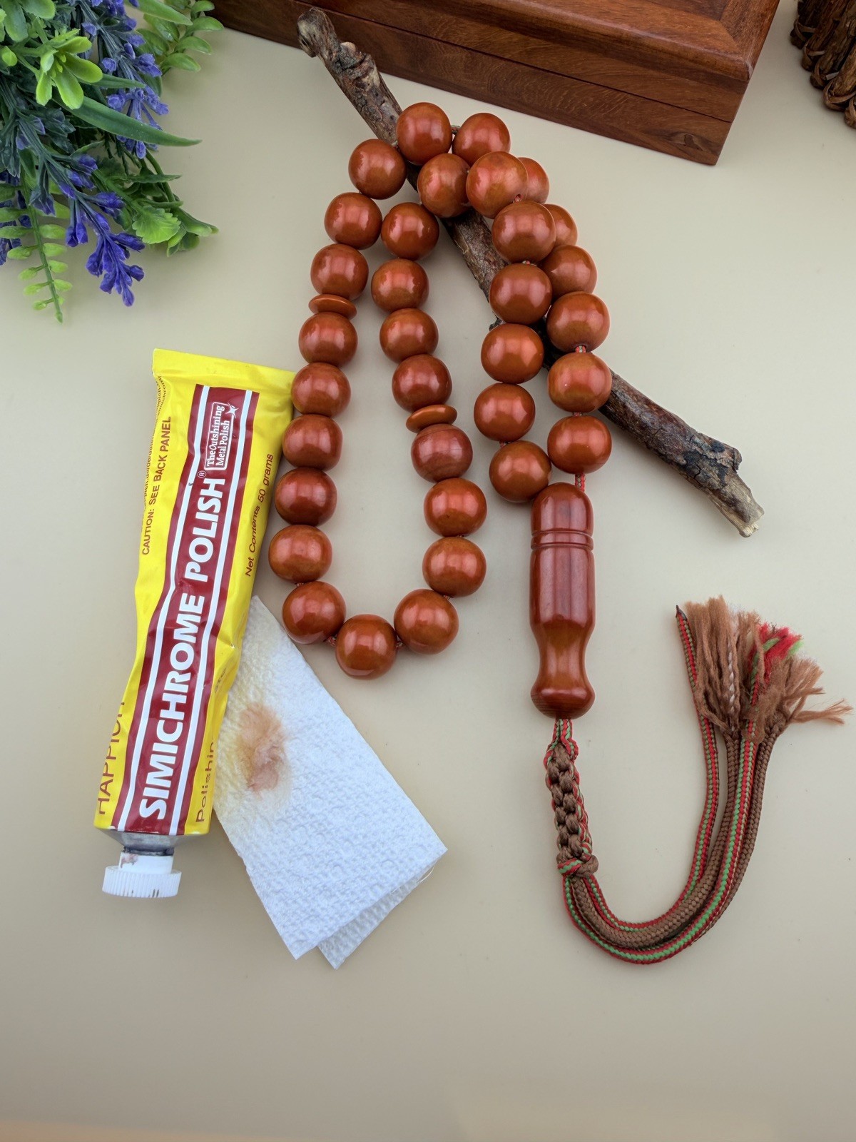 Antique Afghan Misky Islamic Prayer Rosary 33-bead Tasbih مسباح افغاني انتيك 731