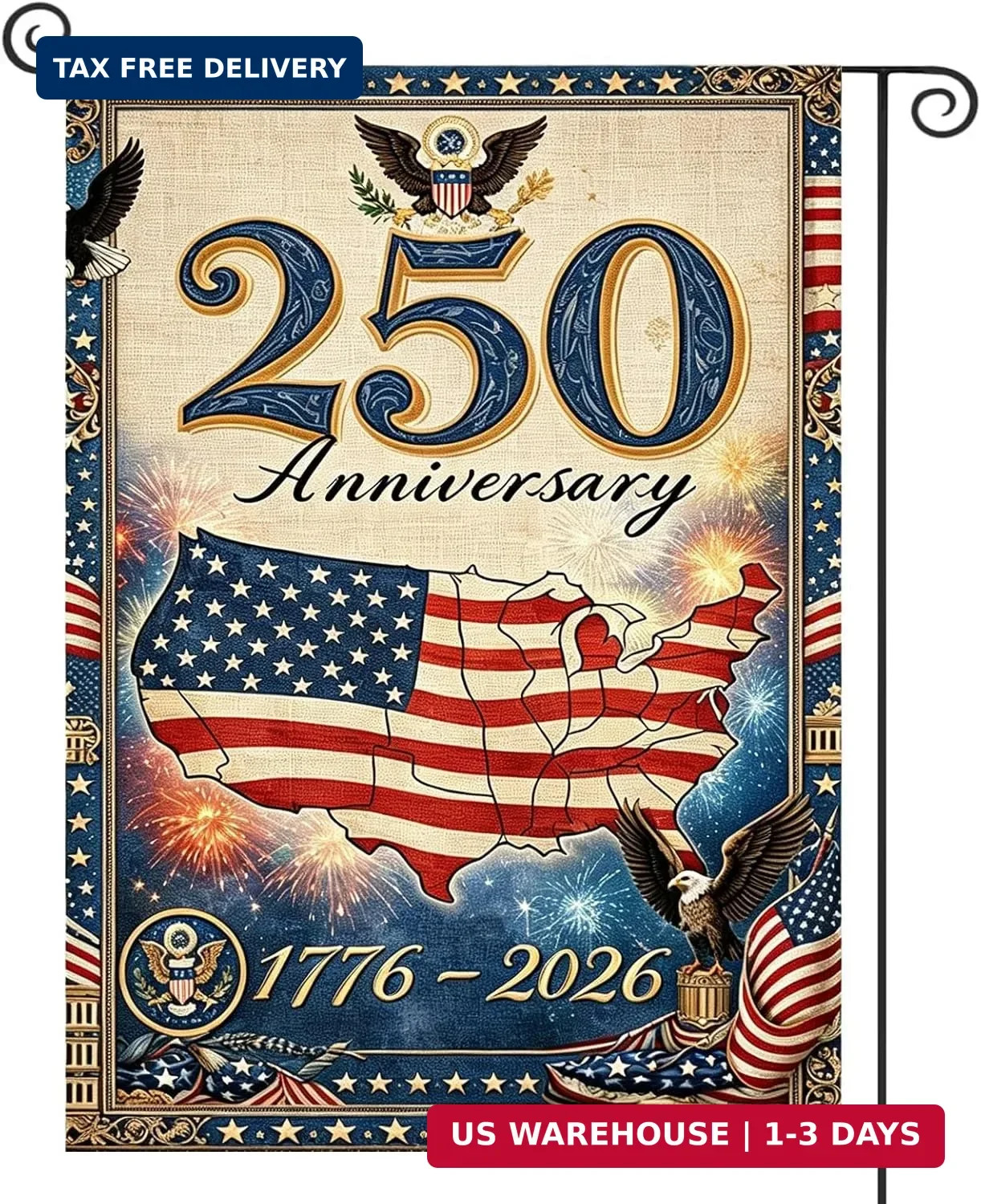 250th Anniversary America Garden Flag, 250 Anniversary USA Flag 1776-2026 Commem 250th Anniversary America Garden Flag, 250 Anniversary USA Flag 1776-2026 Commem