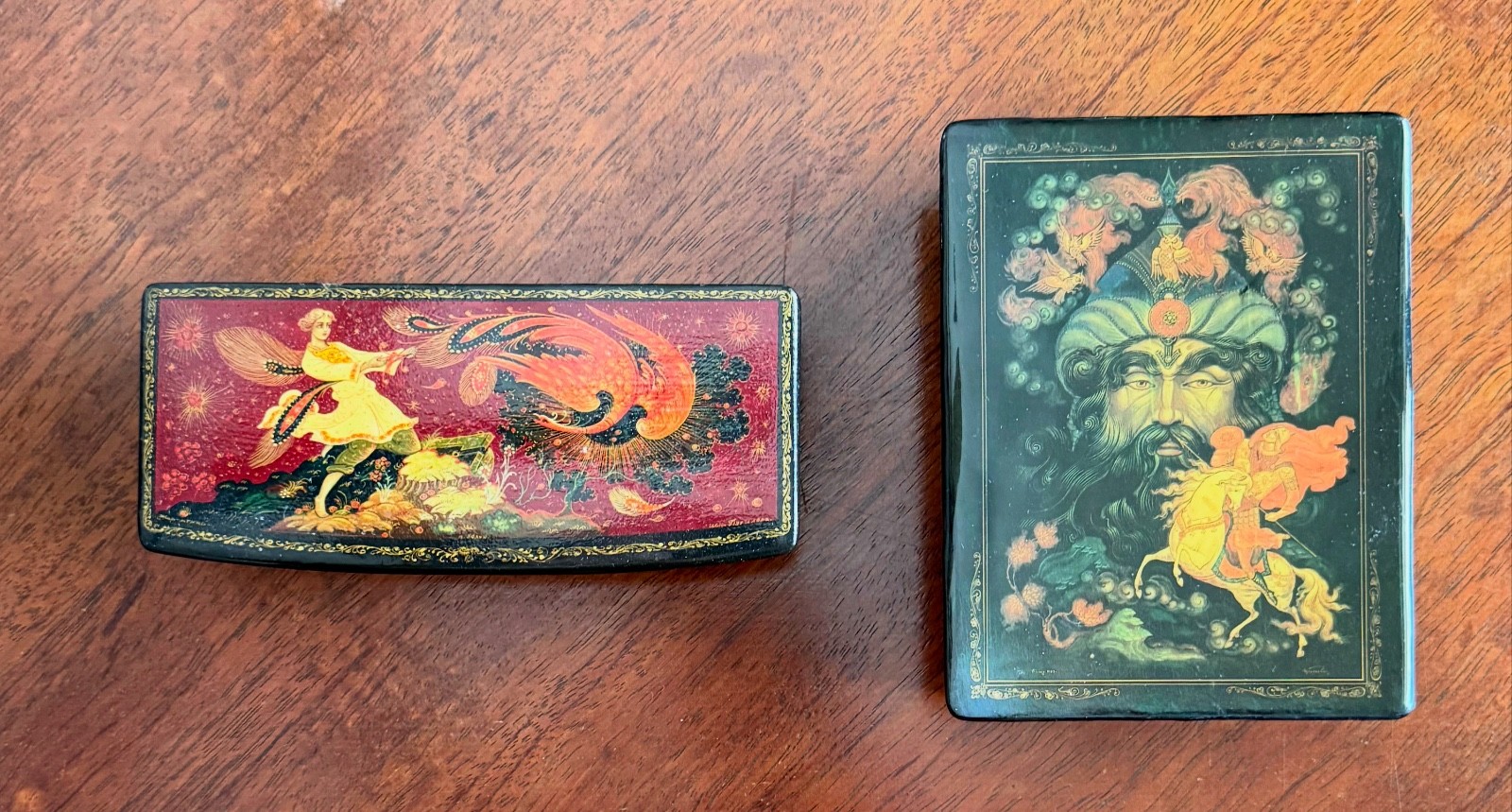 Vintage Russian Lacquer Boxes, Lot of (2) Vintage Russian Lacquer Boxes, Lot of (2)
