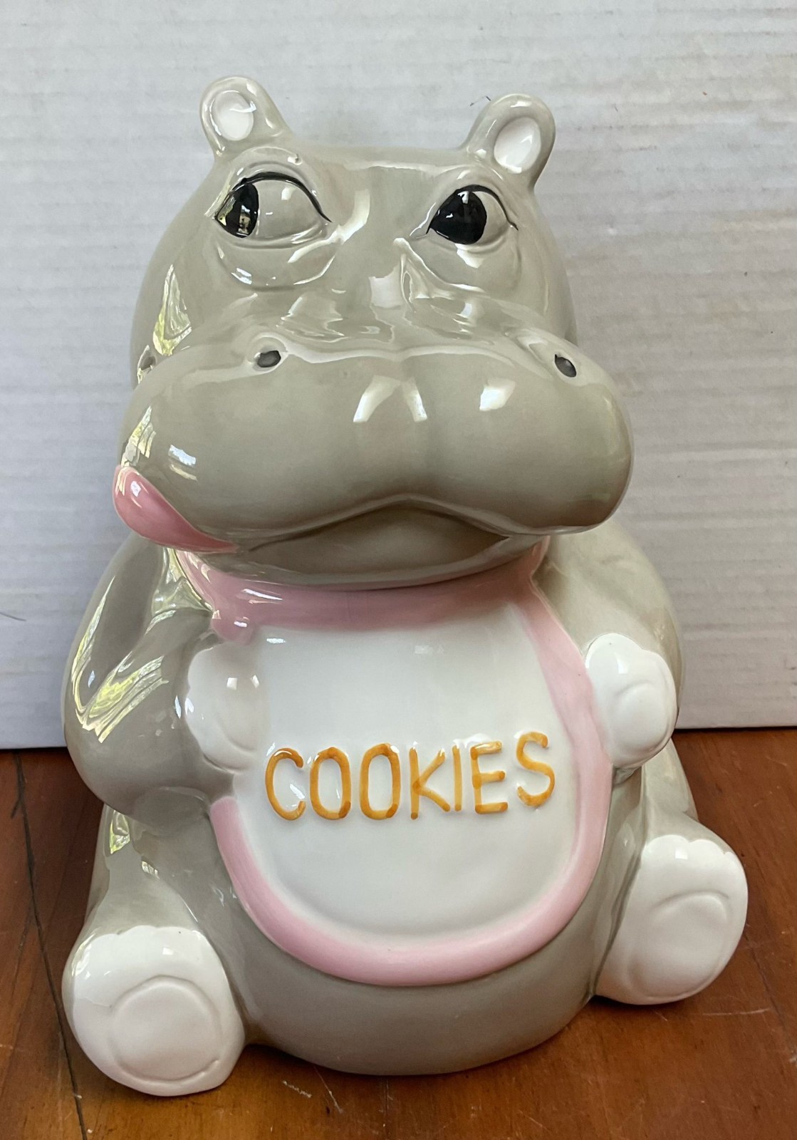 Vintage 1985 Baby Hippo Ceramic Cookie Jar 11