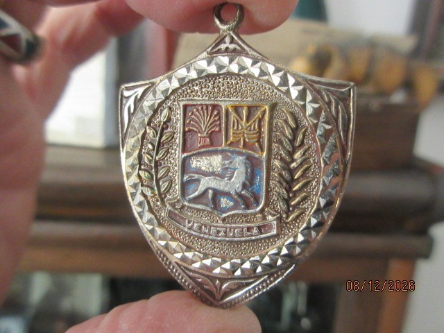 Antique Venezuela Medal with Coat of Arms, vintage from local estate