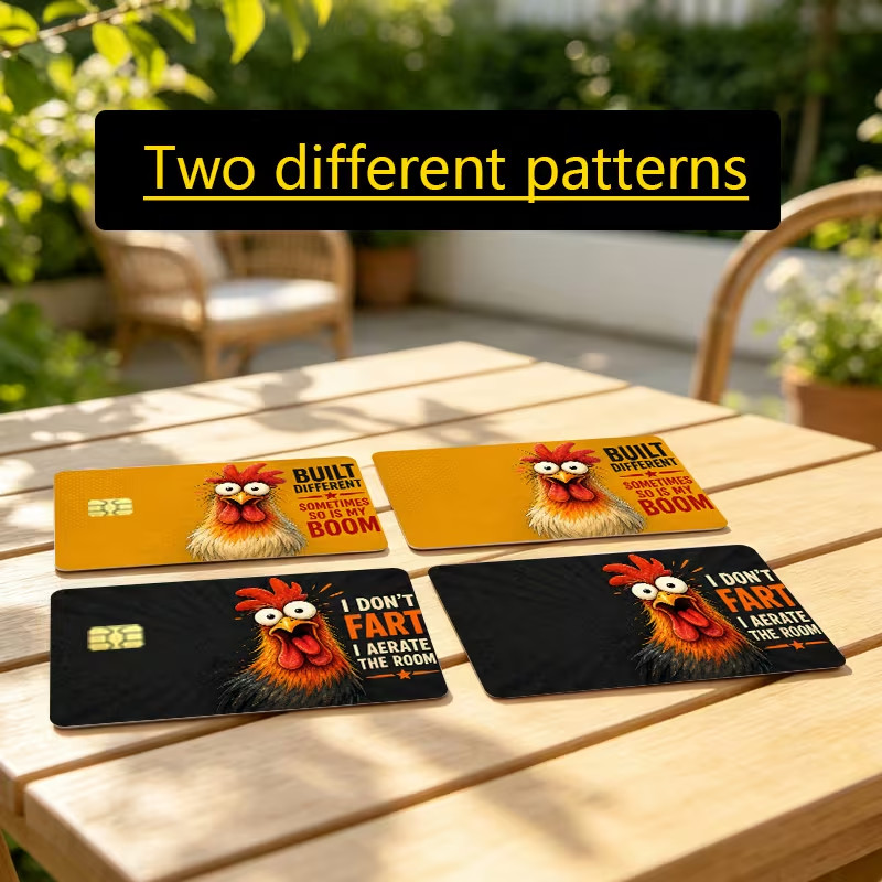 4pc (2 Sets) Rooster with Humorous Quotes Credit Card Sticker Debit Skin Decal