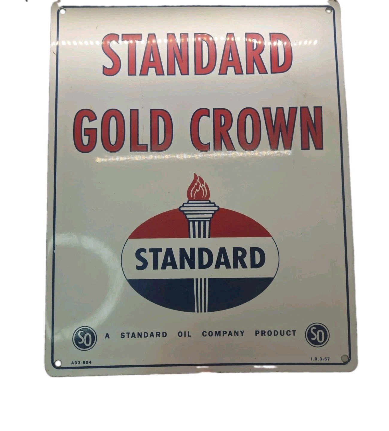 Standard Oil Gas Pump Plate Sign Standard Gold Crown Vintage Style Reproduction Standard Oil Gas Pump Plate Sign Standard Gold Crown Vintage Style Reproduction