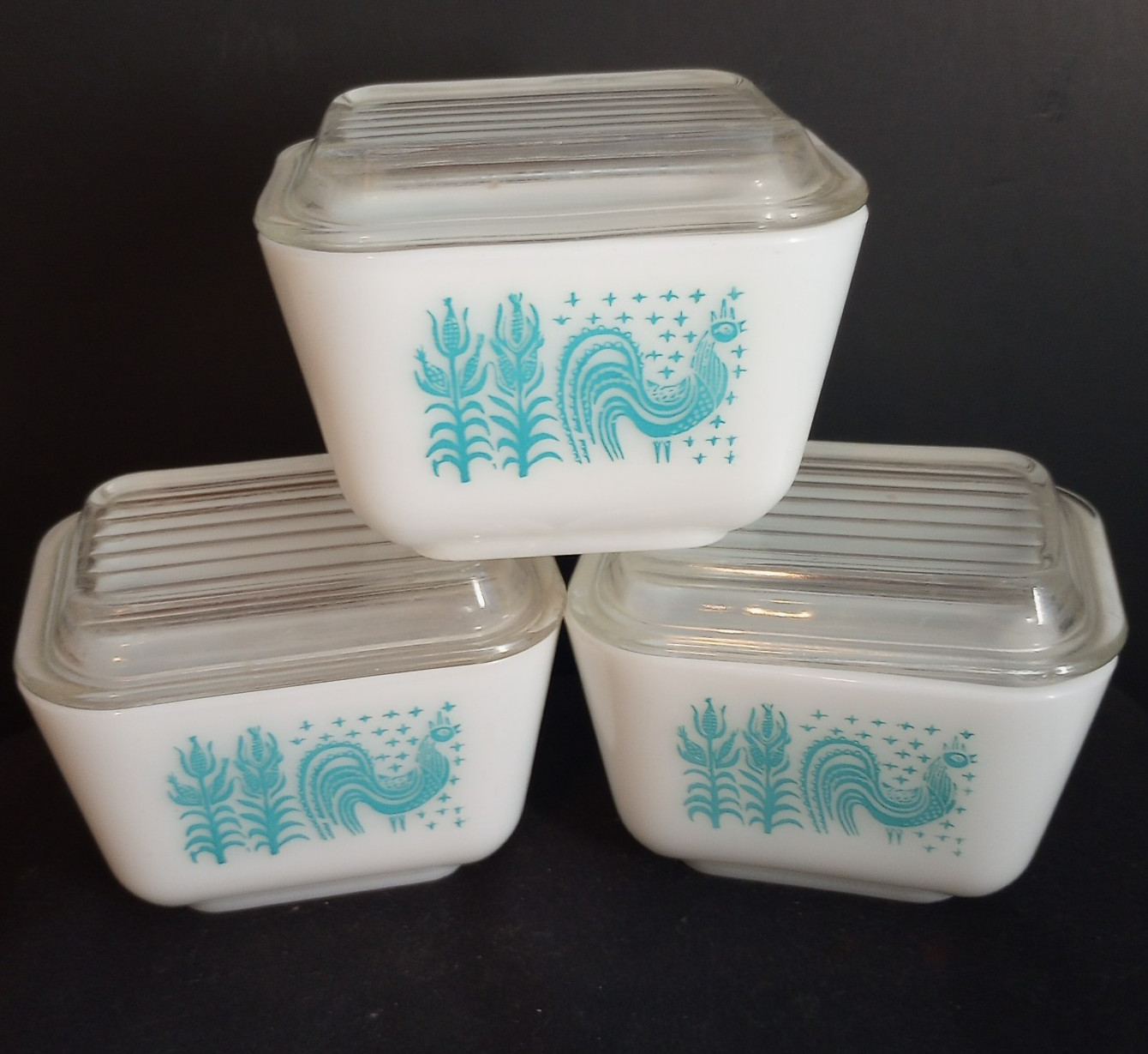 Lot of 3 Vintage Pyrex Amish Butterprint 0501 (501) Refrigerator Dishes w/ Lids Lot of 3 Vintage Pyrex Amish Butterprint 0501 (501) Refrigerator Dishes w/ Lids