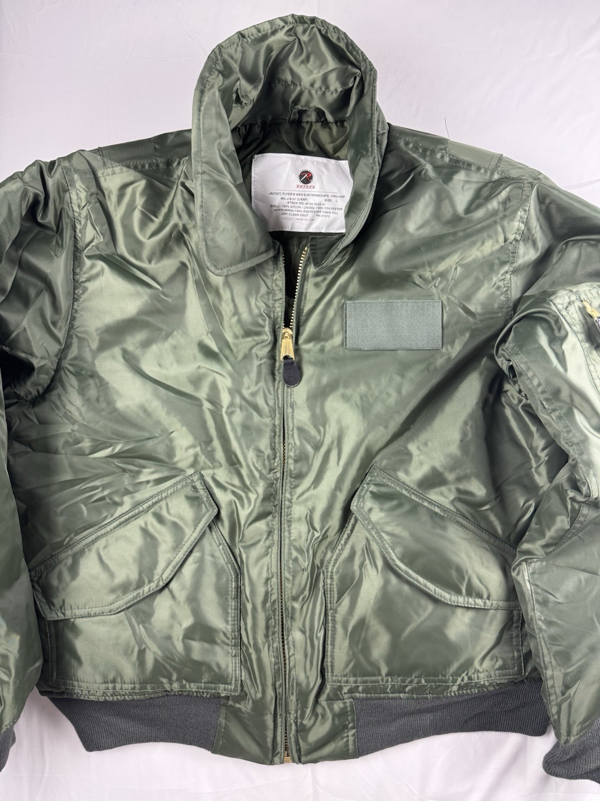 NWT Rothco Ultra Force Men's CWU-45P Flight Jacket Sage Green Large Military